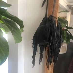 Cleobella Black Crossbody Bag with Fringe